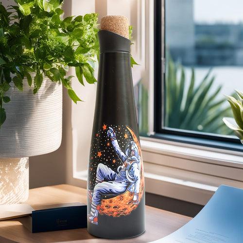 The Better Home Insulated Stainless Steel Water Bottle with Cork Cap 750ml | 18 Hours of Insulation | Hot and Cold Water for Office School Gym | Airtight Leak Proof BPA Free | Unique Astronaut Print