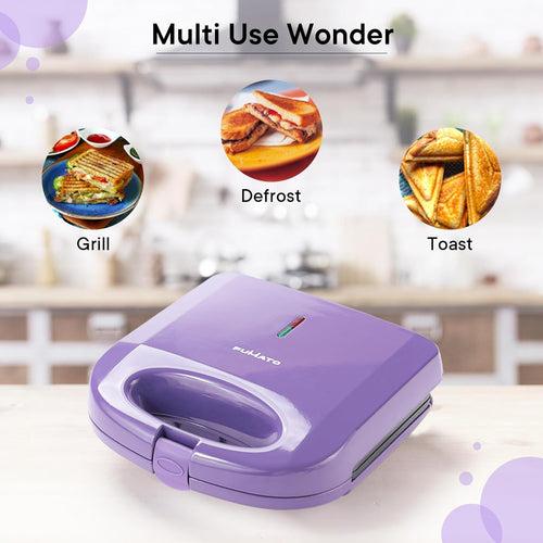 The Better Home FUMATO Presswich 750W Sandwich Maker, 2 Slice Grill, Purple & Stainless Steel Water Bottle 1 Litre Pack of 2 Blue