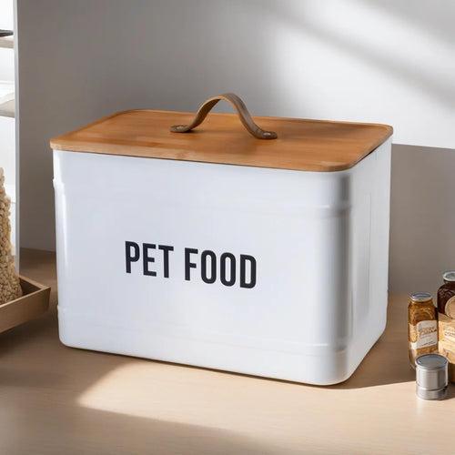 The Better Home 10L Pet Food Storage | Galvanized Metal Container | Bamboo Lid | Safe Pet Organization For Dog & Cat Food Storage