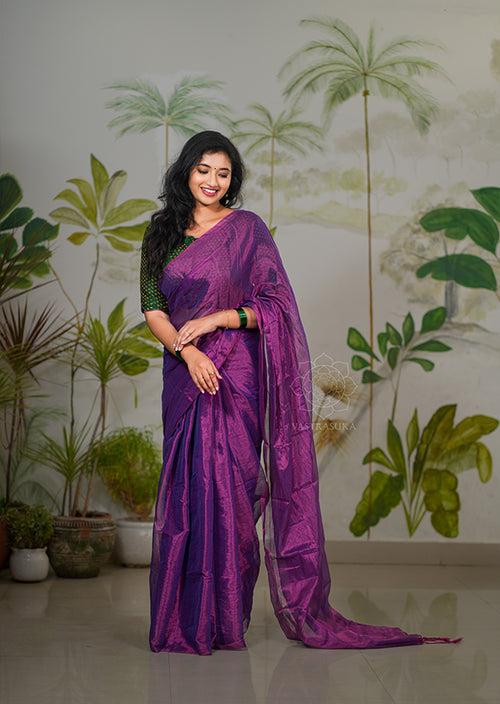 Magenta Pink Cotton Tissue Saree