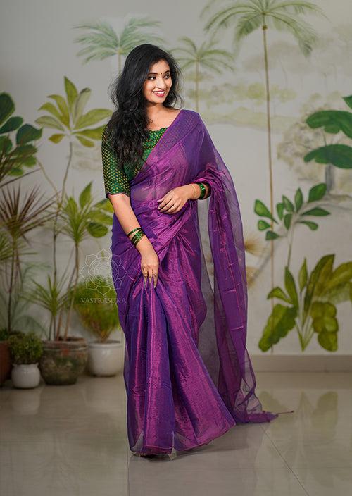 Magenta Pink Cotton Tissue Saree