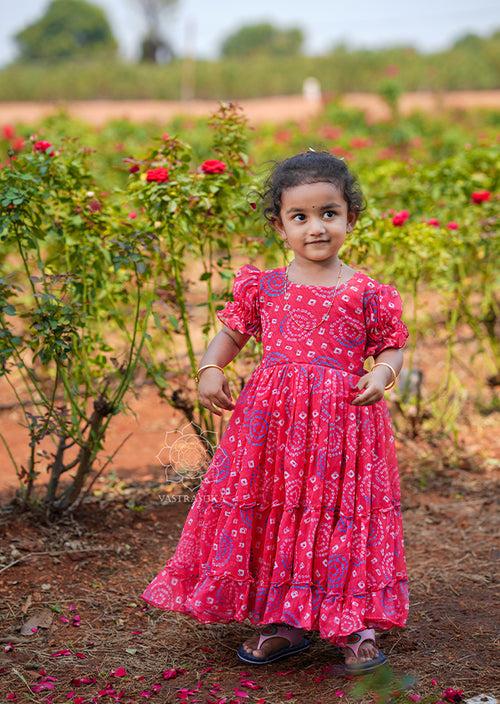 Crimson Red Bandhani Frock