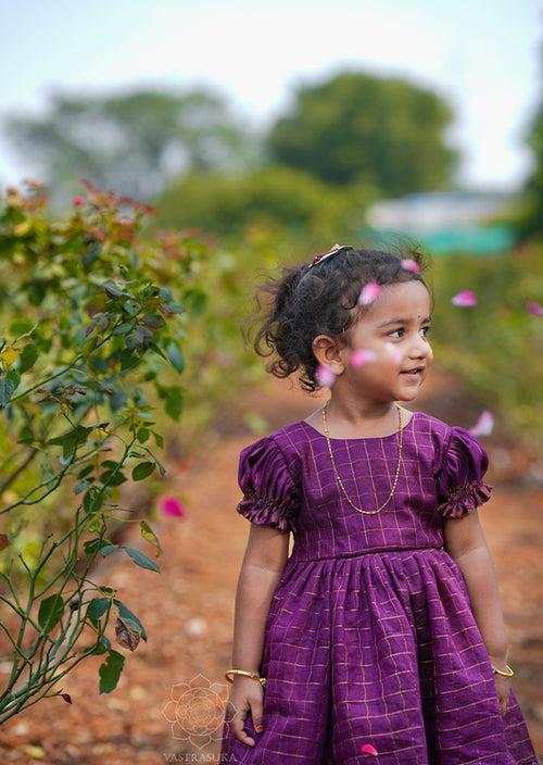 Purple Checks Mangalagiri Frock