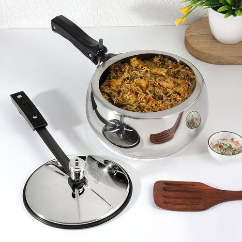 Vinod Europa Stainless Steel Handi Shape Inner Lid Pressure Cooker (Induction - Friendly)