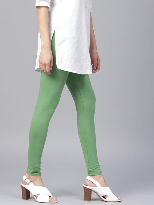 Olive Solid Cotton Lycra Leggings