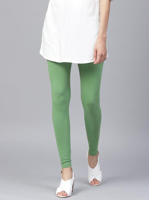 Olive Solid Cotton Lycra Leggings