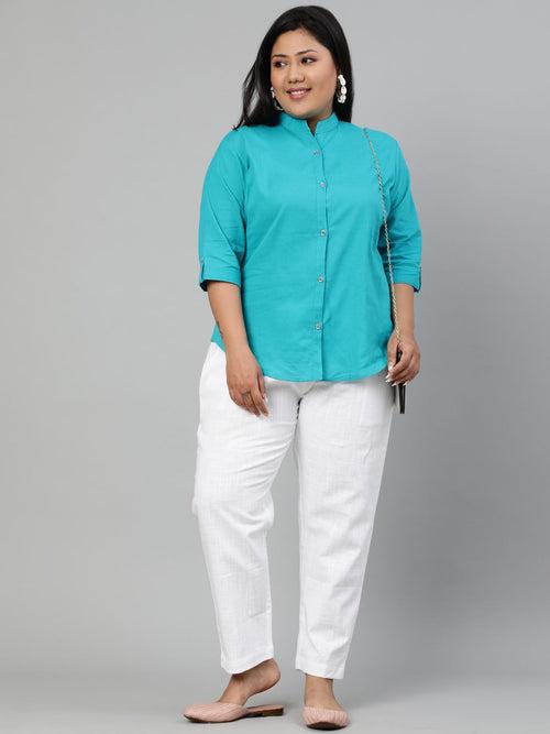 White Ethnic Wear Cotton Slub Pants