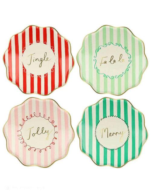 Christmas Striped Side Plates (x 8)