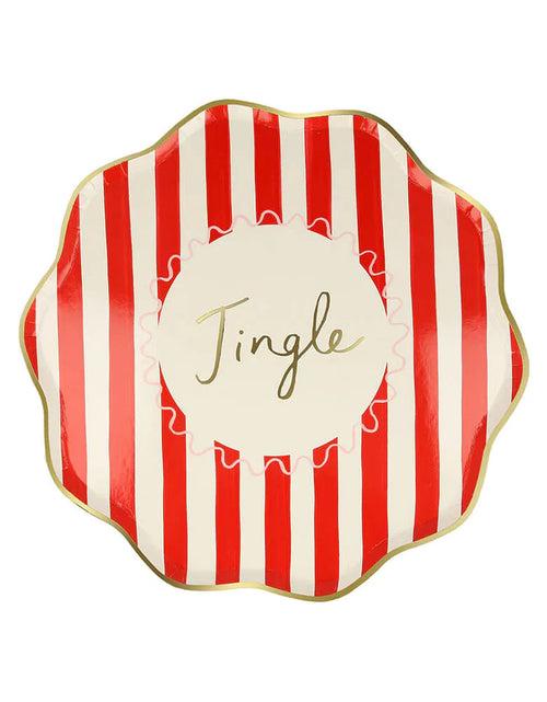 Christmas Striped Dinner Plates (x 8)