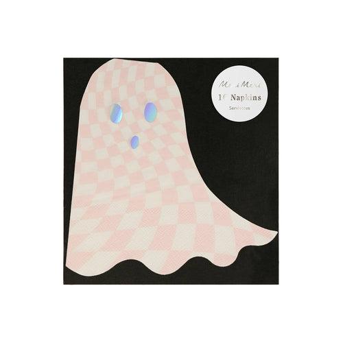 Pink Checker Ghost Napkins (x 16)