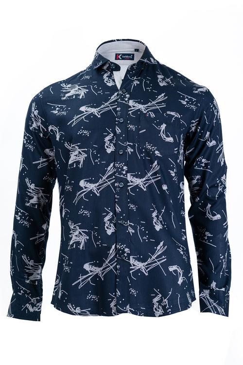 Men's Navy Blue Printed Shirt