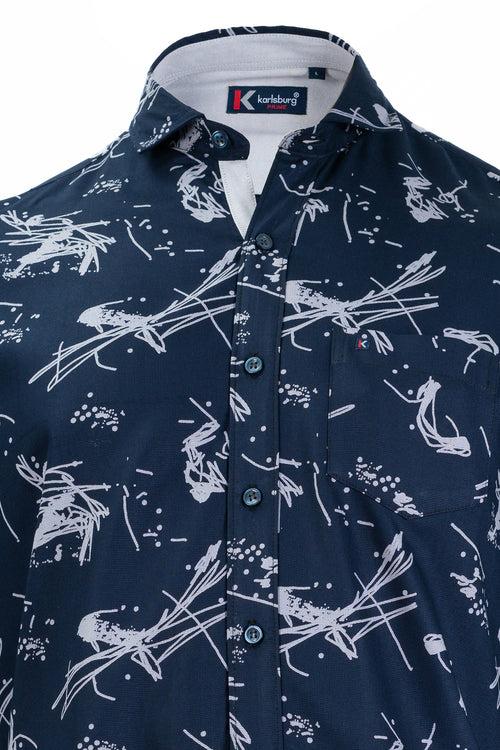 Men's Navy Blue Printed Shirt