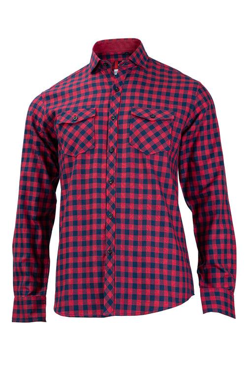 Men's Red Blue Slim Fit Shirt