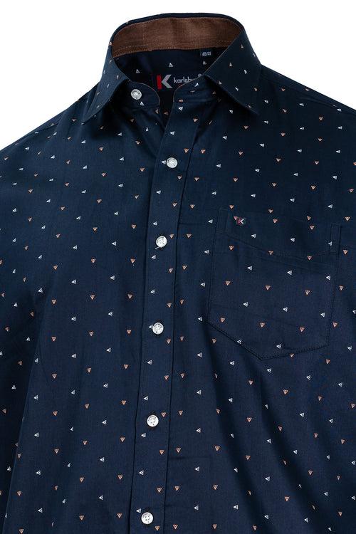 Men's Navy Blue Regular Fit Shirt