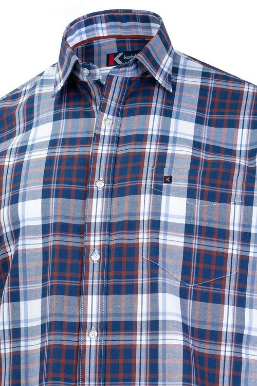 Men's Blue & Red Printed Shirt