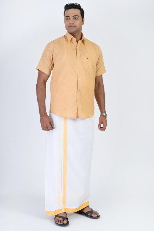 Men's Premium Cotton Dhoti with Sandle Elegant Border