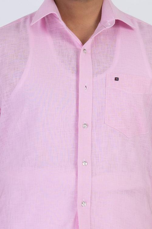 Combo Men's Premium Cotton Dhoti with Baby Pink Shirt