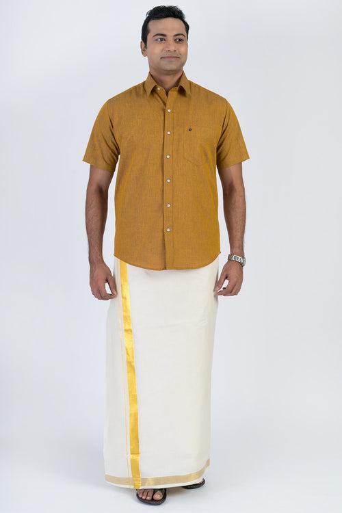 Men's Premium Cotton Dhoti with Kasavu Elegant Border