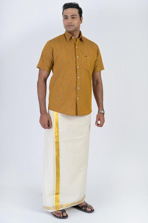 Men's Premium Cotton Dhoti with Kasavu Elegant Border