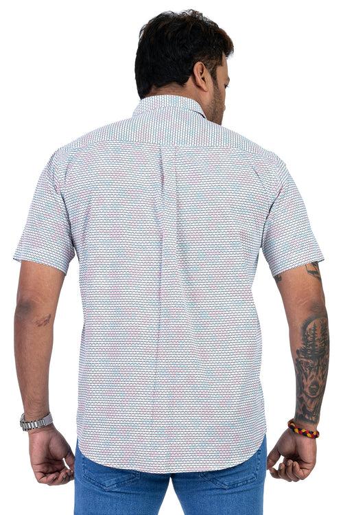 Mens  White Pink Cotton Shirt