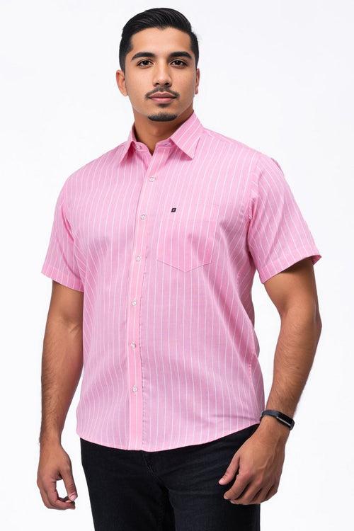 Mens  Pink White Shirt