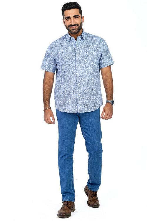 Mens Admiral Blue  Cotton Shirt