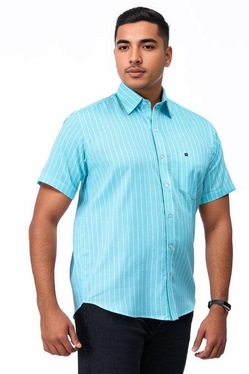 Mens Teal Cotton  Shirt