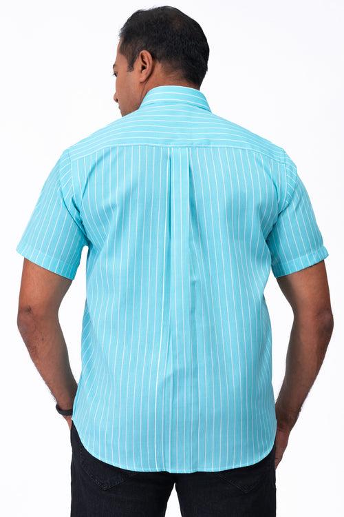 Mens Teal Cotton  Shirt