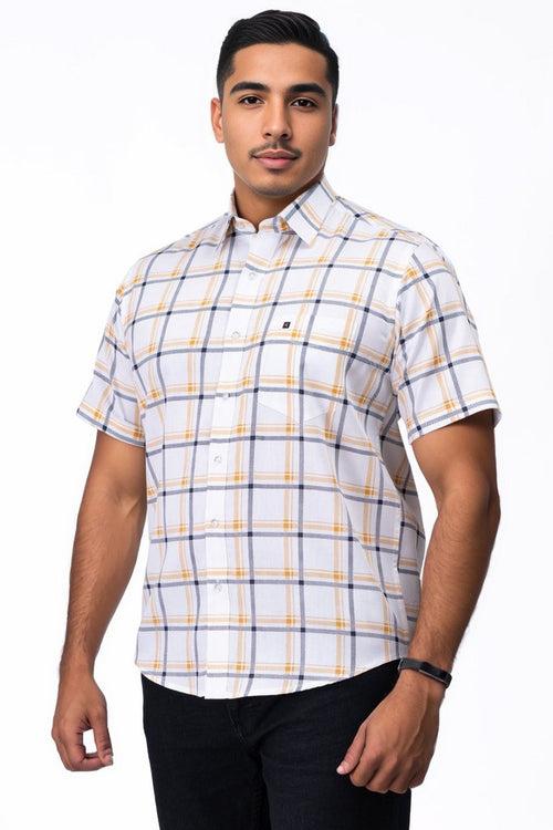 Mens Mustard Navy Shirt