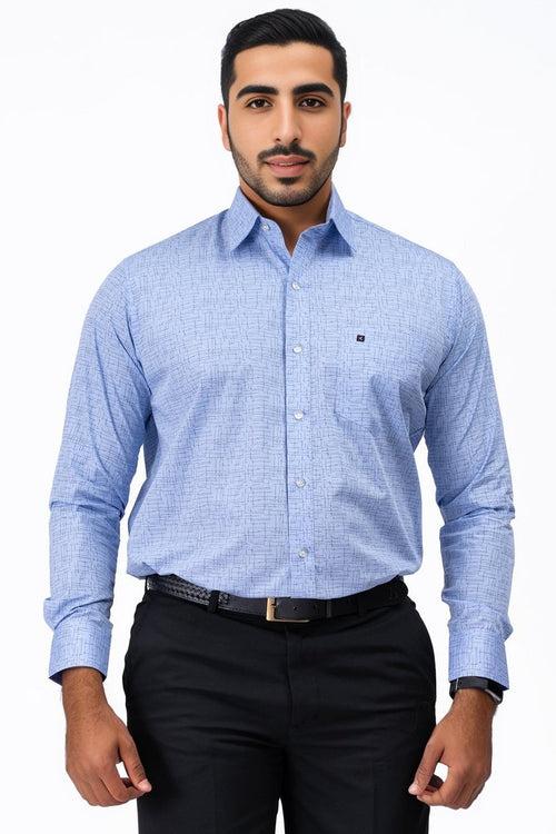 Mens Sky Navy Printed Shirt