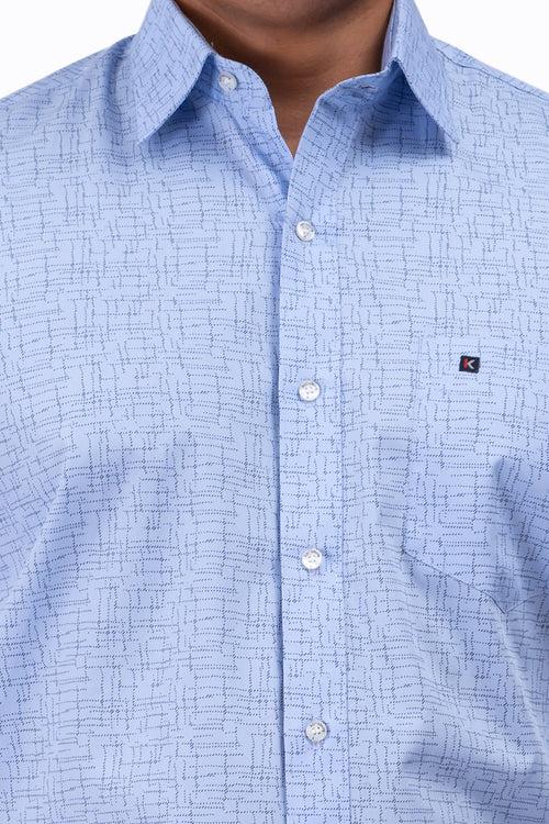 Mens Sky Navy Printed Shirt