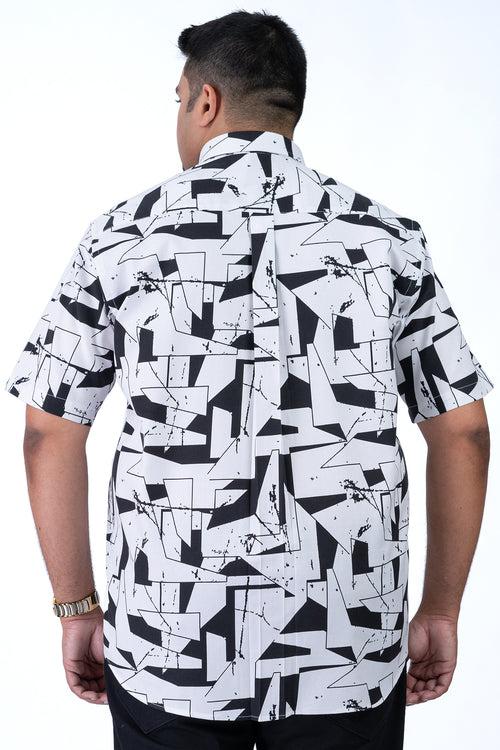 Men's White Black Plus Size Shirt