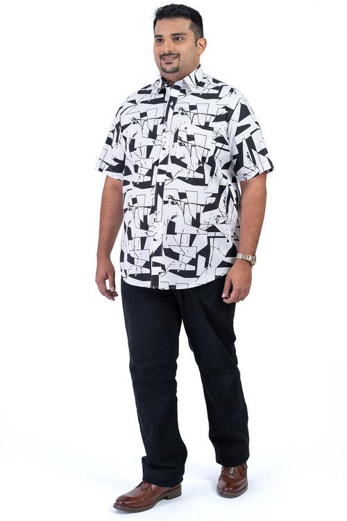 Men's White Black Plus Size Shirt