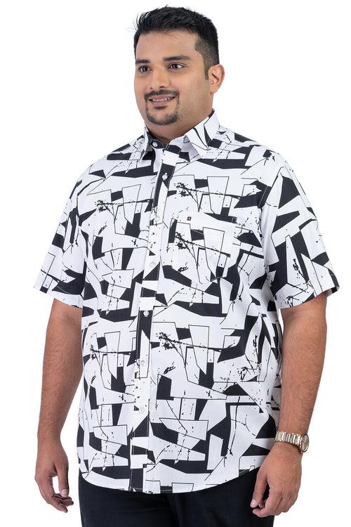 Men's White Black Plus Size Shirt