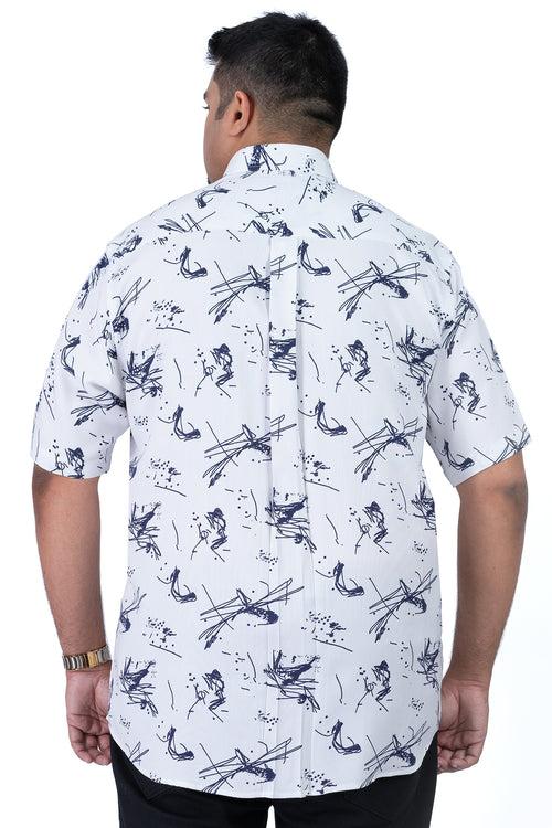 Men's White Navy Plus Size Shirt