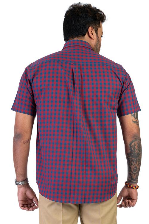 Mens  Blue Red  Cotton Shirt