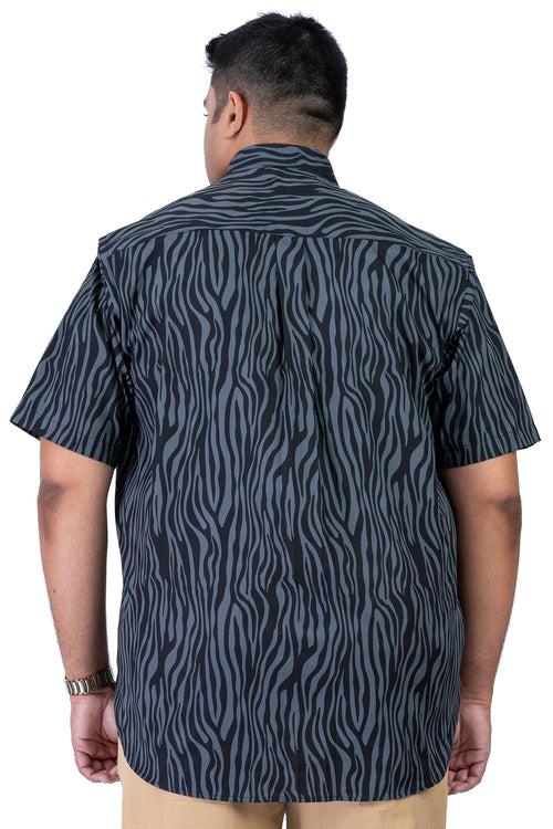 Men's Black Grey Plus Size Shirt