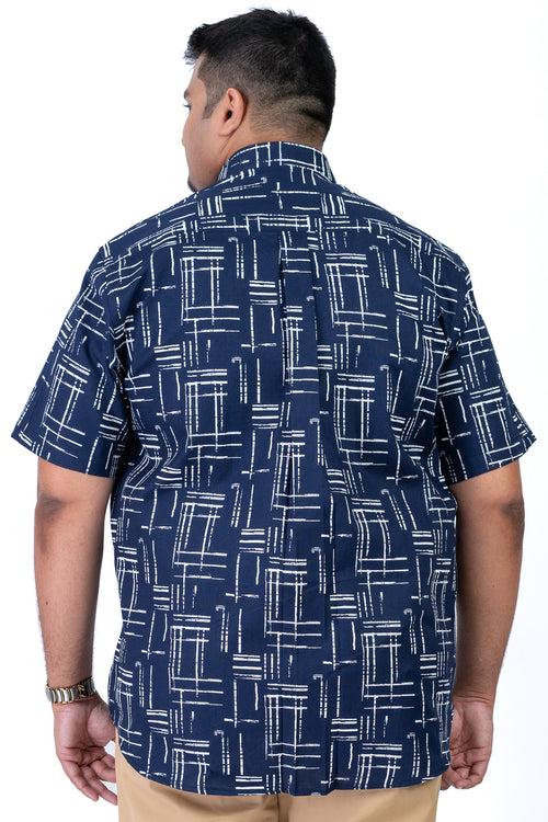 Men's Blue White Plus Size Shirt