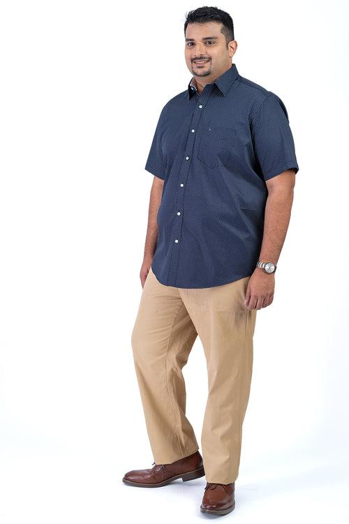 Men's Navy White  Plus Size Shirt