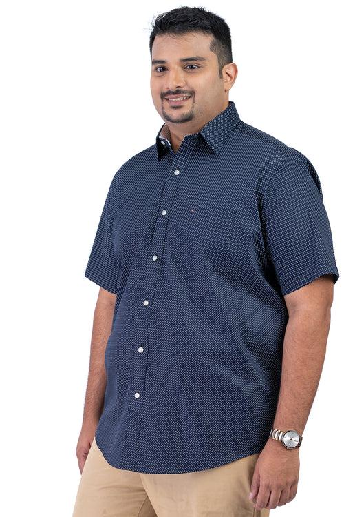 Men's Navy White  Plus Size Shirt