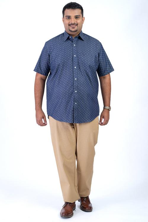 Men's Blue White Plus Size Shirt