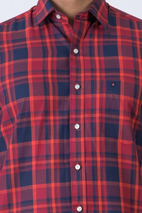 Mens Red Navy Slim Fit Shirt