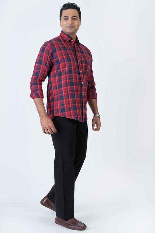 Mens Red Navy Slim Fit Shirt