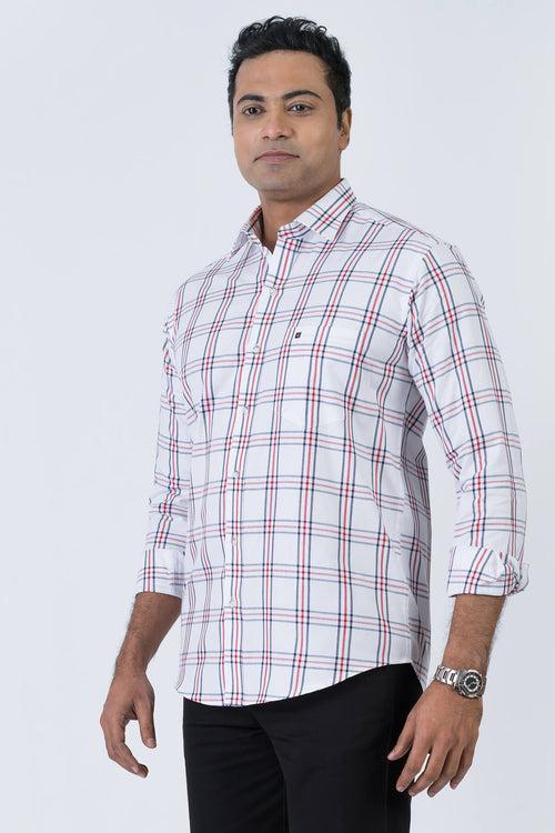 Mens White Black Slim Fit Shirt