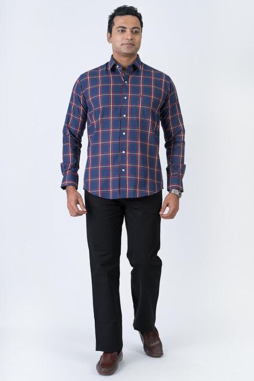 Mens Navy Red Slim Fit Shirt