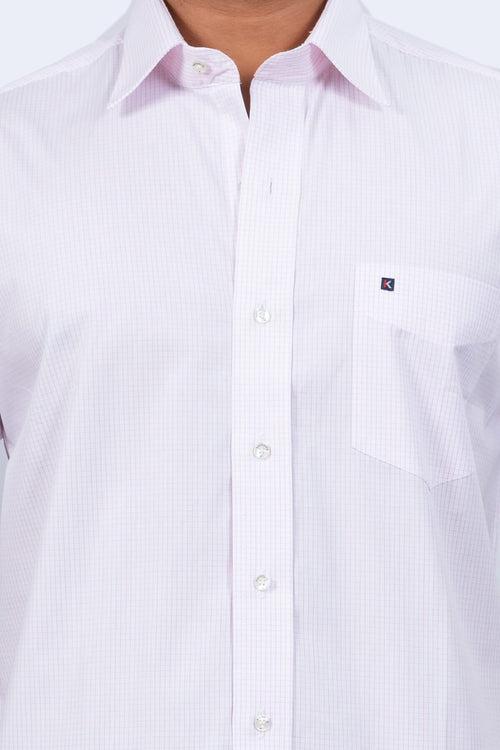 Mens White Pink Slim Fit Shirt