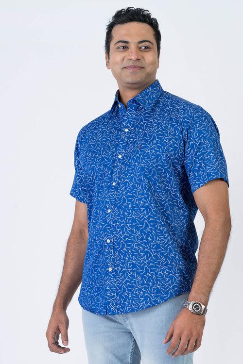 Mens Blue White Slim Fit Shirt