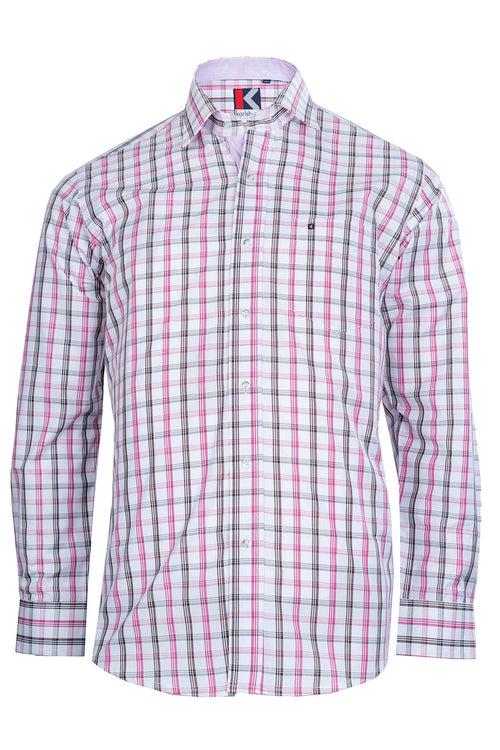 Mens White Pink Regular Fit Shirt