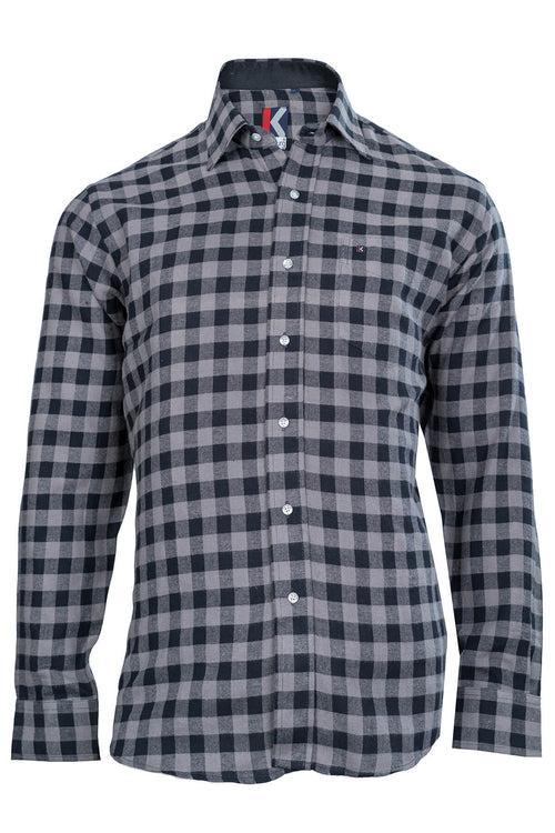 Mens  Black Grey Regular Fit Shirt