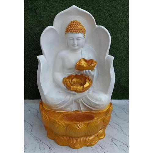 Wonderland Leaf Buddha Antique White & Gold  Fiber Glass Indoor Fountain